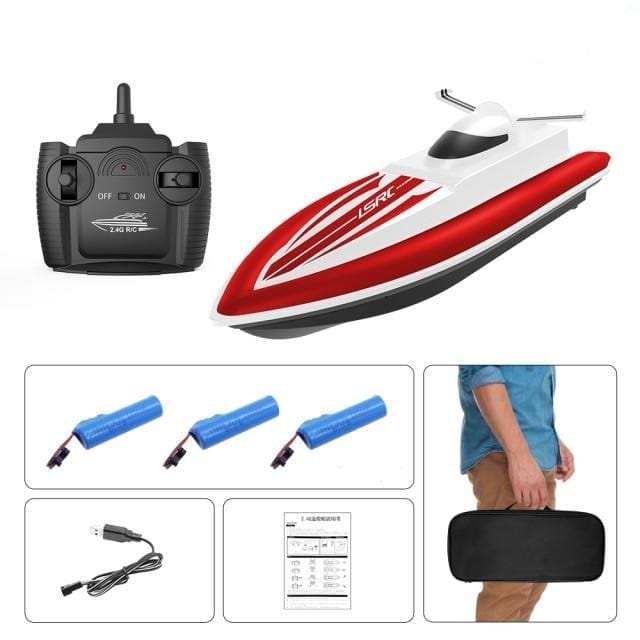 SAMOCHOD-ZDALNIE-STEROWANY® Elektryczna łódź zdalnie sterowana Czerwony / 3 baterie