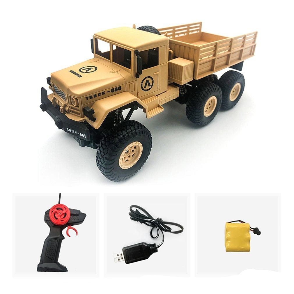 SAMOCHOD-ZDALNIE-STEROWANY® Zdalnie sterowana ciężarówka z przyczepą wojskową Żółty